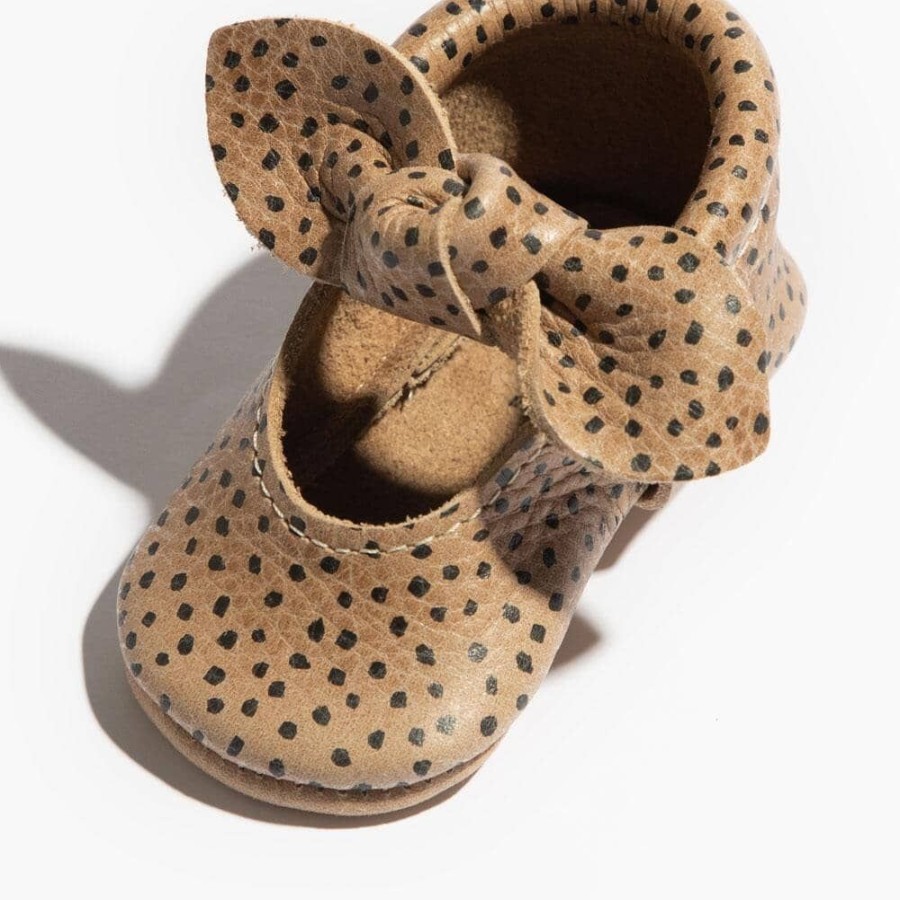 Baby Soft Sole Knotted Bow | Almond Speckles Knotted Bow Baby Shoe