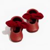 Baby Soft Sole Knotted Bow | Scarlet Velvet Knotted Bow Baby Shoe