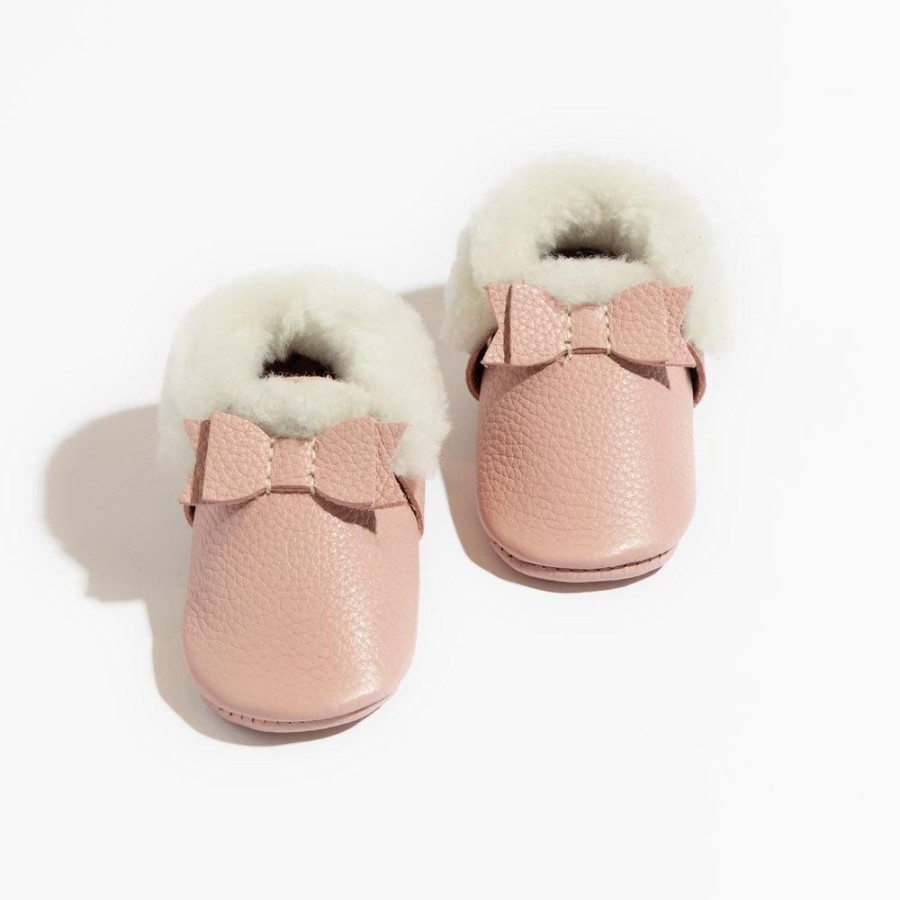 Baby Soft Sole Shearling | Blush Shearling Bow Baby Shoe