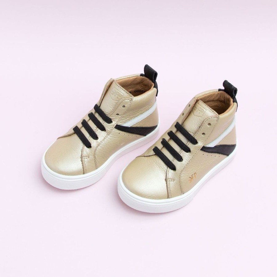 Kids Kids Sneaker Sneakers | Platinum Gold High Top Kids Sneaker | Premium Leather Kids Shoe