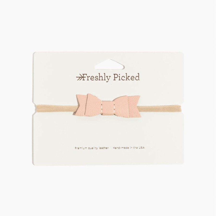 Baby Bow Bow Headbands | Blush Leather Bow Headband