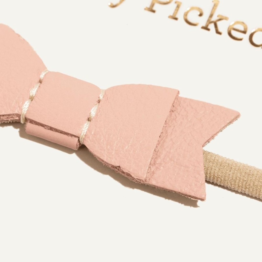 Baby Bow Bow Headbands | Blush Leather Bow Headband