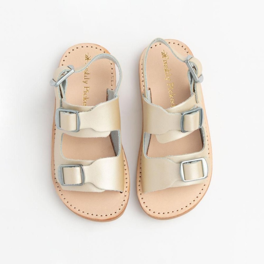 Kids Kids Sandal Sandals | Platinum Gold Delray Kids Sandal | Leather Sandals With Buckles