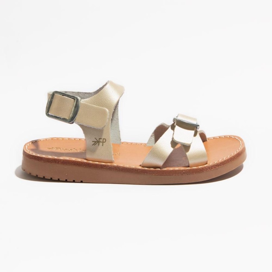 Kids Kids Sandal Sandals | Platinum Gold Carmel Kids Sandal | Criss Cross Buckle Sandals