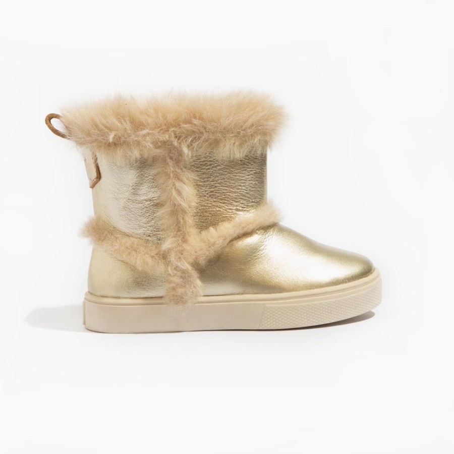 Kids Kids Sneaker Boots | Platinum Gold Leather Juneau Kids Boot | Fur Winter Boots