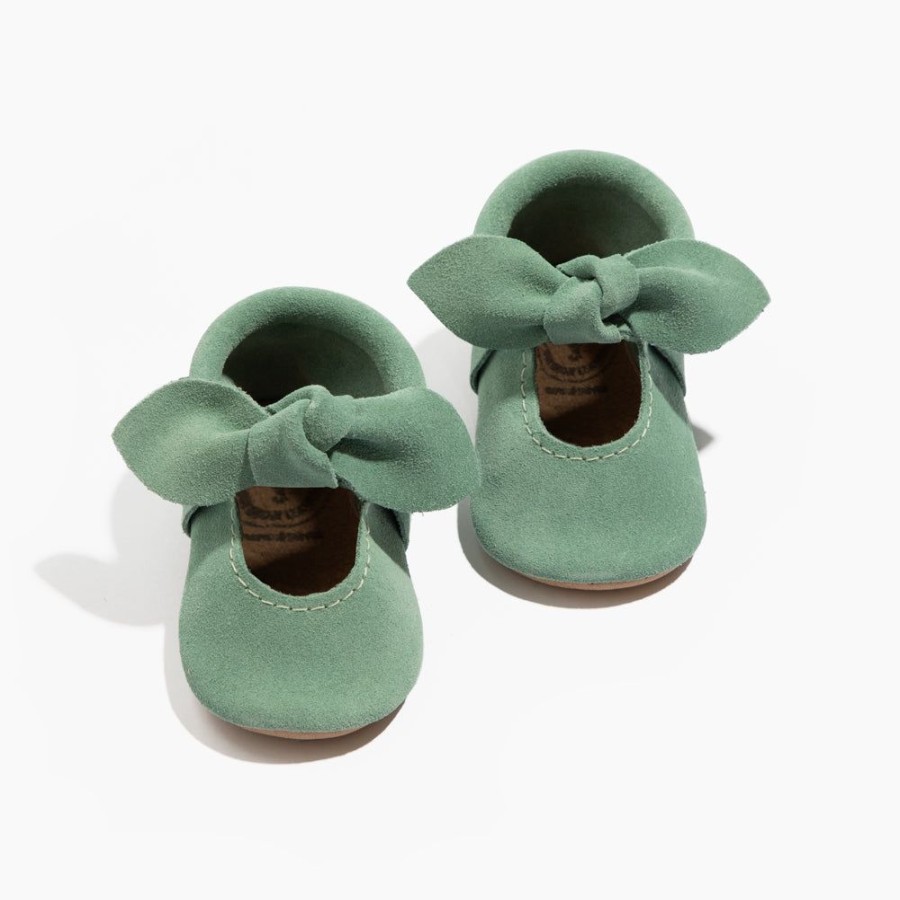 Baby Soft Sole Knotted Bow | Aloe Suede Knotted Bow Baby Shoe