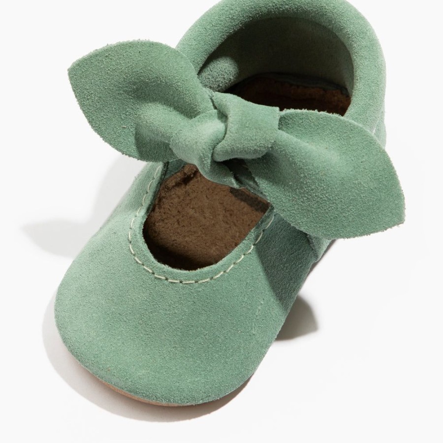 Baby Soft Sole Knotted Bow | Aloe Suede Knotted Bow Baby Shoe