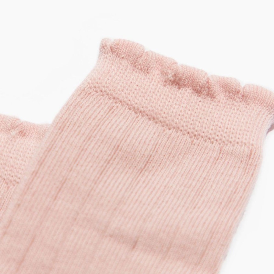 Baby Socks Socks | Blush Scalloped Knee High Sock