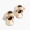 Baby Soft Sole Knotted Bow | Platinum Knotted Bow Baby Moccasins | Designer Baby Girl Shoes