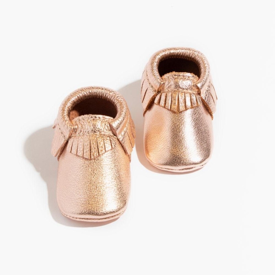 Baby Soft Sole Moccasin | Rose Gold Baby Girl Moccasins | Soft Sole Moccasins For Babies