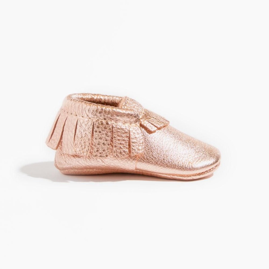 Baby Soft Sole Moccasin | Rose Gold Baby Girl Moccasins | Soft Sole Moccasins For Babies