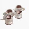 Baby Soft Sole Knotted Bow | Rose Quartz Knotted Bow Mocc Ii | Sparkly Baby Shoes