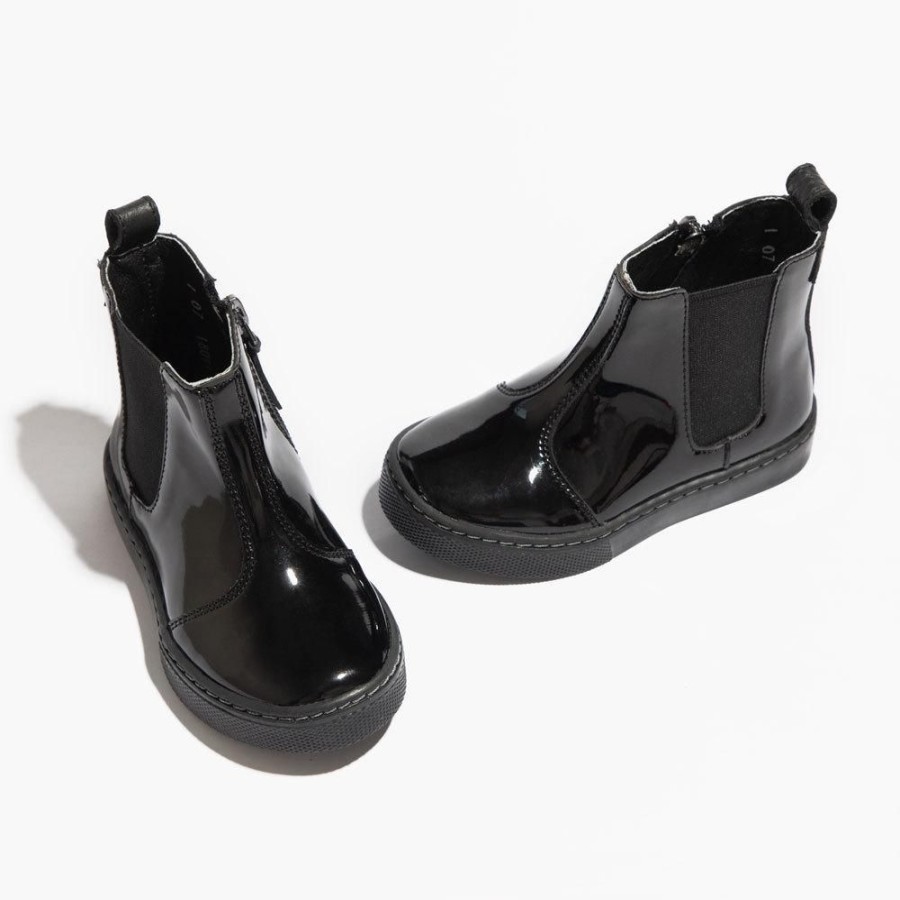 Kids Kids Sneaker Boots | Black Patent Chelsea Boot Sneaker