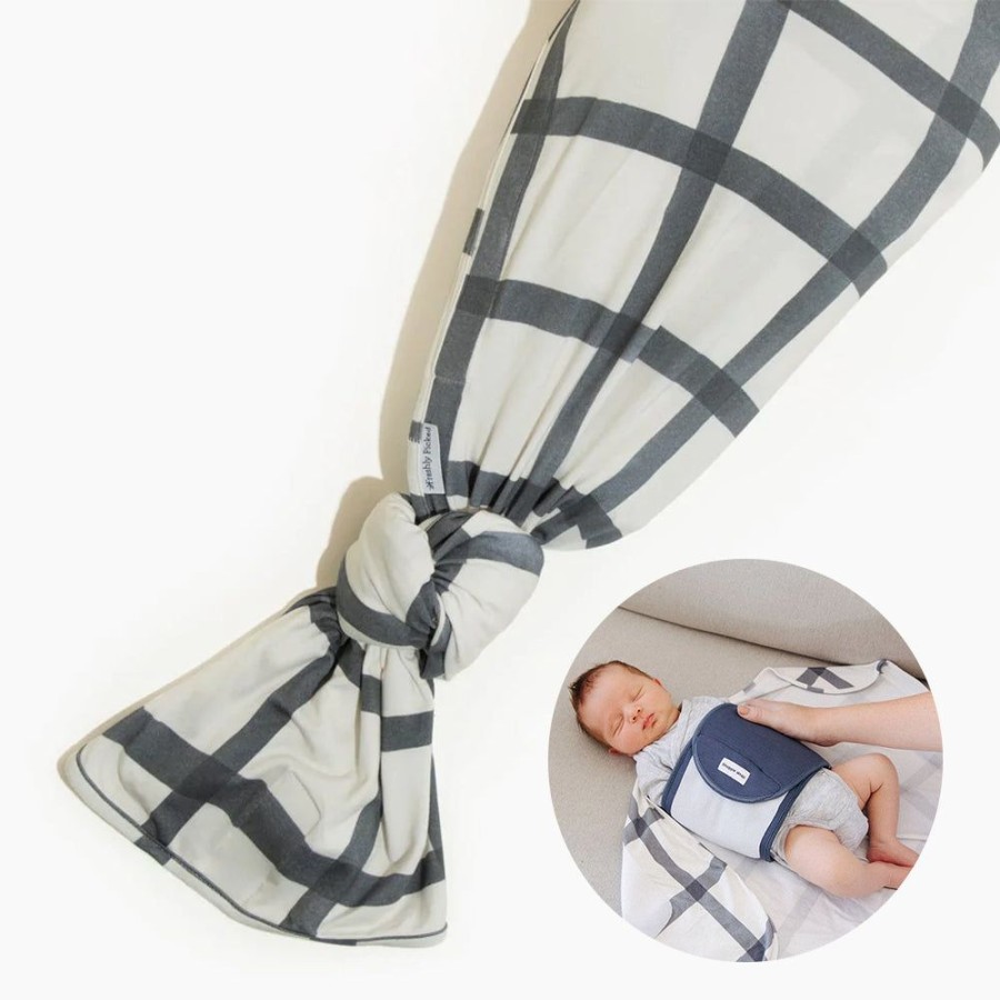 Baby Sleep Swaddle | Indigo Windowpane Swaddle Ii