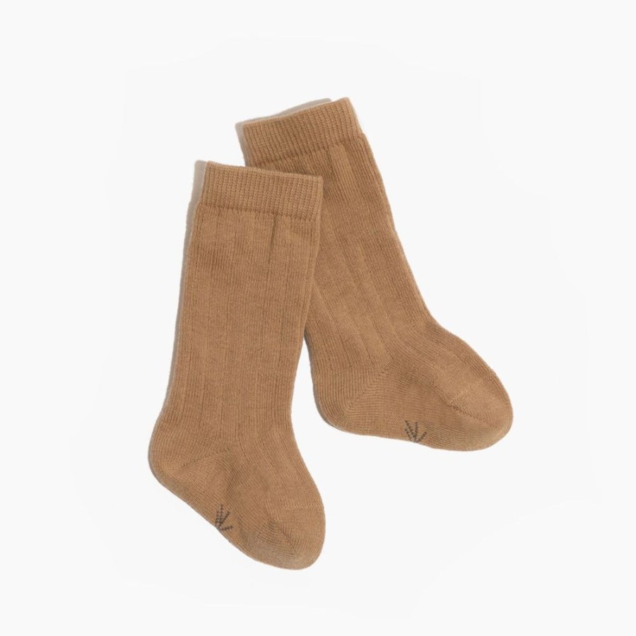 Baby Socks Socks | Weathered Brown Ribbed Tube Sock