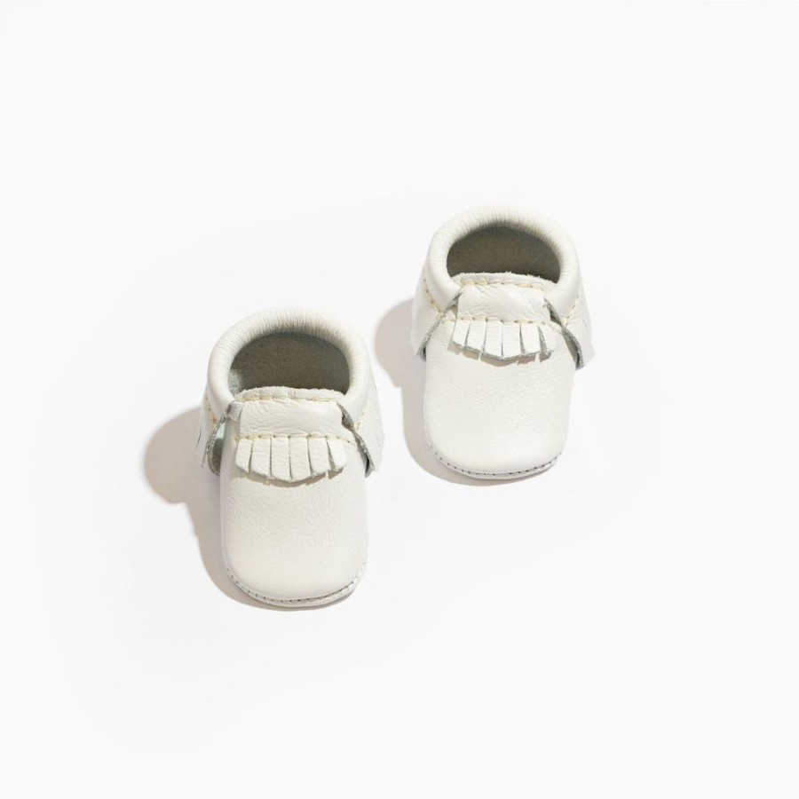 Baby Newborn Moccasin | Newborn Bright White Moccasin Baby Shoe