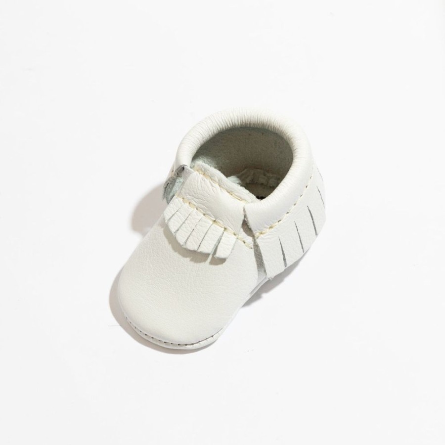 Baby Newborn Moccasin | Newborn Bright White Moccasin Baby Shoe