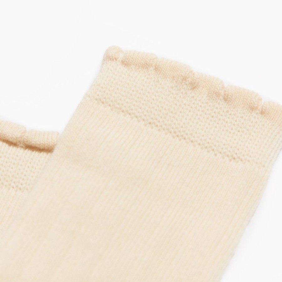 Baby Socks Socks | Ivory Scalloped Knee High Sock